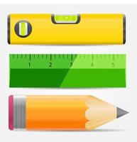 Bleistift, Ebene und Lineal-Symbol-Vektor-Illustration vektor