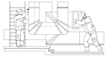 hvac ventilation installation eller reparation män vektor