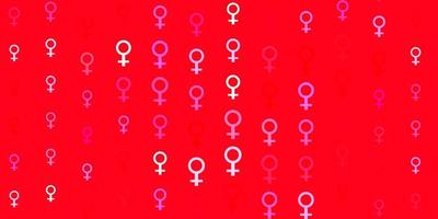 ljusröd vektor textur med kvinnors rättigheter symboler.