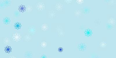 ljusblå vektor doodle textur med blommor.