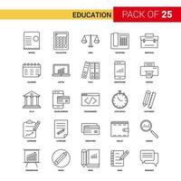 Bildung schwarze Linie Icon Pack von 25 vektor