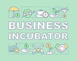 Banner für Business-Inkubator-Wortkonzepte. Startup-Betreuung. Wagnisinvestitionen. Unternehmensfinanzierung. Präsentation, Webseite. isolierte beschriftungstypografieidee mit linearen symbolen. Vektor-Umriss-Illustration vektor