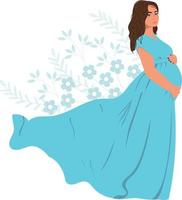 schwangere Frau im eleganten Kleid vektor