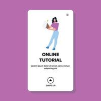 Online-Tutorial lesen junge Studentin Vektor