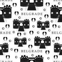 Belgrad, monochromes nahtloses Muster vektor