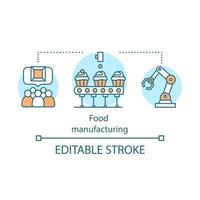 Symbol für das Konzept der Lebensmittelindustrie. lebensmittelverarbeitung, herstellungsidee dünne linienillustration. Kuchenherstellung. Vektor isoliert Umrisszeichnung. essbarer Schlaganfall