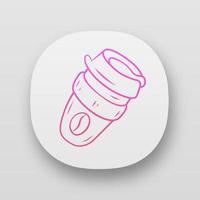 App-Symbol für wiederverwendbare Kaffeetassen. umweltfreundlich, recycelbar, Einwegverpackung. nimm und geh trinken. Öko-Pappbecher für heißen Kaffee. ui ux-Benutzeroberfläche. Web- oder mobile Anwendungen. vektor isolierte illustration