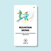 bergskifahren aktive sportliche urlaubsvektorillustration vektor