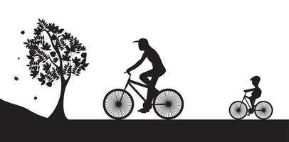 cyklister och trädet. illustration vektor. vektor