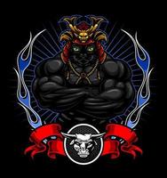 Bodybuilding-Samurai-Katze und ... vektor