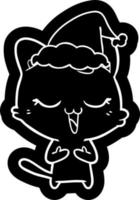 Fröhliche Cartoon-Ikone einer Katze mit Weihnachtsmütze vektor
