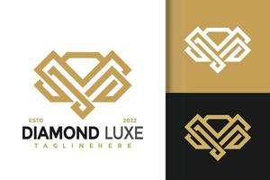 Luxus-Buchstabe m Diamant moderne Logo-Design-Vektorvorlage vektor