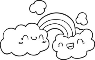 glückliche Cartoon-Wolken und Regenbogen vektor