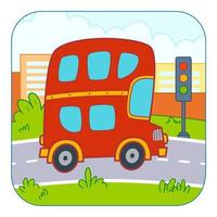 süßer Bus-Cartoon. Bus-Clipart-Vektor-Illustration. Natur Hintergrund vektor