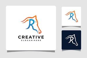 bokstaven r häst logotyp mall med visitkort design inspiration vektor