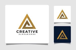 abstrakt bokstav en triangel logotyp mall med visitkort design inspiration vektor