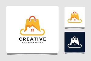 shopping hus logotyp mall med visitkort design inspiration vektor