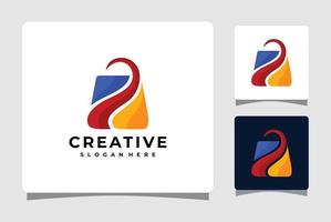 bunte Einkaufstasche-Logo-Vorlage mit Visitenkarten-Design-Inspiration vektor