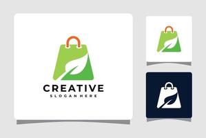 grüne Öko-Shop-Logo-Vorlage mit Inspiration für das Design von Visitenkarten vektor