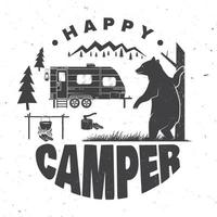 glücklicher Camper. Vektor-Illustration. konzept für hemd oder logo, druck, stempel oder t-stück. vektor