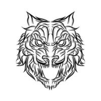 tiger huvud tatuering vintage vektorillustration vektor