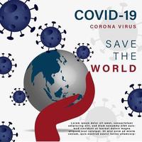 Koronavirus mit Globus in der Hand vektor