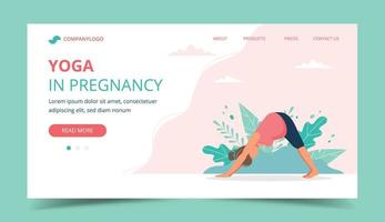 Landingpage mit schwangerer Frau beim Yoga vektor
