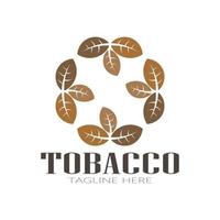 tabakblattlogo, tabakfeld und tabakzigarettenlogoschablonendesignvektor vektor