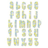 söta gemener alfabet med lemonad mönster på vit siluett och grå skugga. härlig bokstavsdesign för dekoration. vektor illustration om bokstäver.