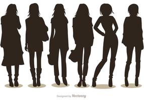Silhouette Mode Mädchen Vektoren Pack 1