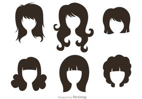 Black Silhouette Woman With Hairstyles Vectors