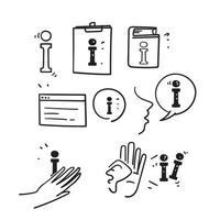 handritad doodle information och helpdesk relaterad ikonillustration vektor