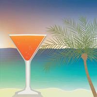 sommar strand semester cocktail och palm illustration vektor