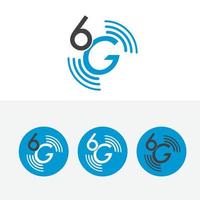 6g-logotyp nätverksanslutning. platt design 6g-symbol och 6g-ikon, nätverksteknikikon. nya generationens nätverk. vektor design