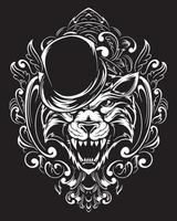 magier tiger kunstwerkillustration und t-shirt design vektor