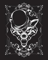 Magier-Wolf-Grafikillustration und T-Shirt-Design vektor