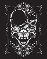 magier tiger kunstwerkillustration und t-shirt design vektor