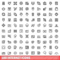 100 Internet-Icons gesetzt, Umrissstil vektor