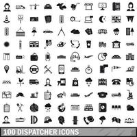 100 Dispatcher-Icons gesetzt, einfacher Stil vektor
