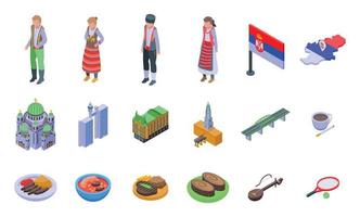 serbien ikoner som isometrisk vektor. landets flagga vektor