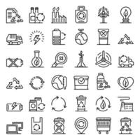 Recycling-Icons gesetzt, Umrissstil vektor