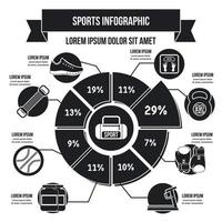 sportutrustning infographic koncept, enkel stil vektor