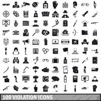 100 Verletzungssymbole gesetzt, einfacher Stil vektor