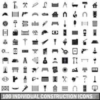 100 individuella konstruktion ikoner set vektor