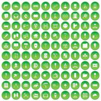 100 Renovierungssymbole setzen grünen Kreis vektor