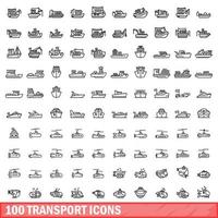 100 Transportsymbole gesetzt, Umrissstil vektor