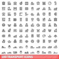 100 Transportsymbole gesetzt, Umrissstil vektor