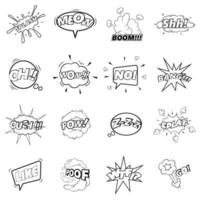 Comic Sound Cloud Set Icon Set Gliederung vektor