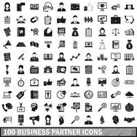 100 Geschäftspartner-Icons gesetzt, einfacher Stil vektor