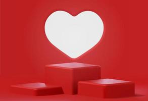 elegant röd tom realistisk podium scen för alla hjärtans dag produkt display presentation vektor